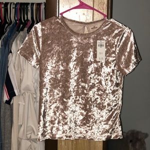 Light Tan Crushed Velvet Hollister Top